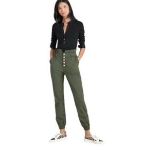 Veronica Beard Army Green Tedi Tapered Elastic High Rise Waist Pant’ Sz 27 / 4